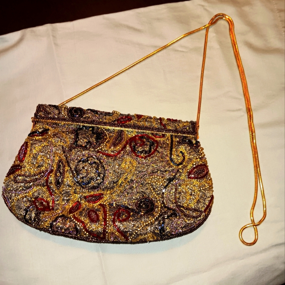 Embroidered Gold & Black Evening Purse- Make An Offer